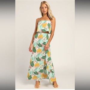 Hot Tropic White Multi Tropical Print Cropped Cami size M